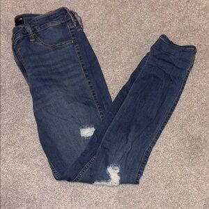 Hollister Blue Skinny Jeans with Distressed Details